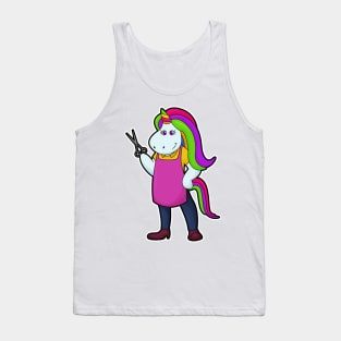 Unicorn as Hairdresser with Scissors Tank Top